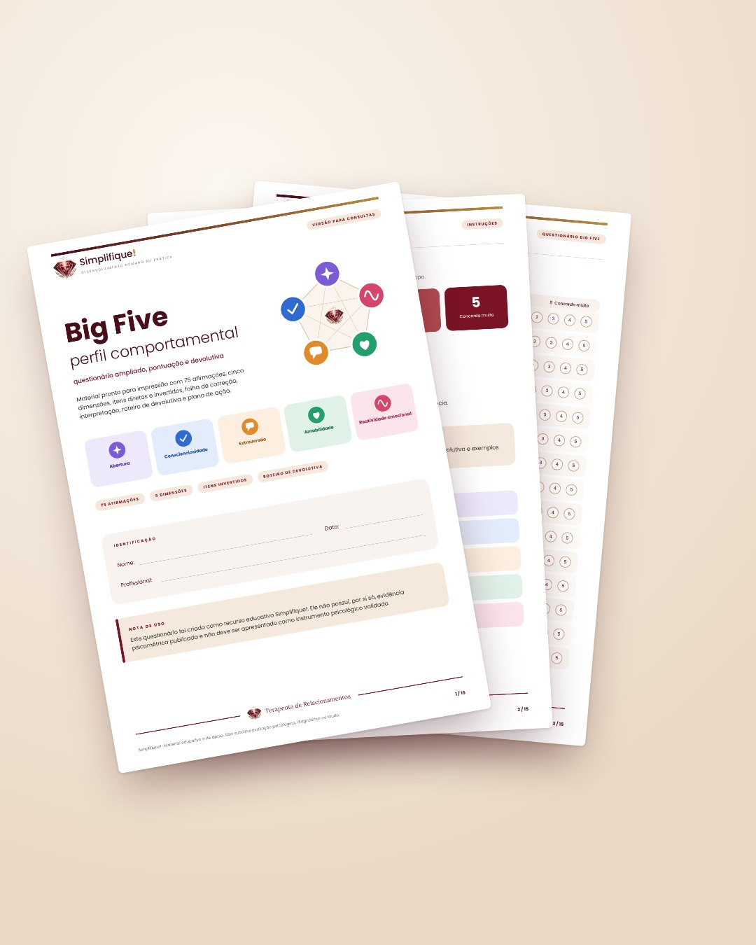 Páginas do material Big Five